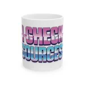 Fact Check Sources Mug | Retro Gradient Typography Ceramic Mug